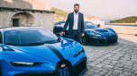 Mate Rimac standing with Bugatti Chiron and Rimac Nevera